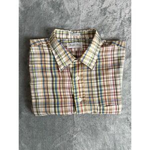 Vintage Chore Shirt Mens XL 17 17.5 Mister Man Plaid Workwear Thin 70s 80s Retro